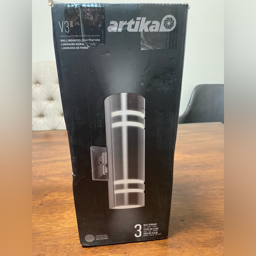 Artika V3 Stream Stainless Steel Modern Outdoor Hardwired Garage and Porch Light